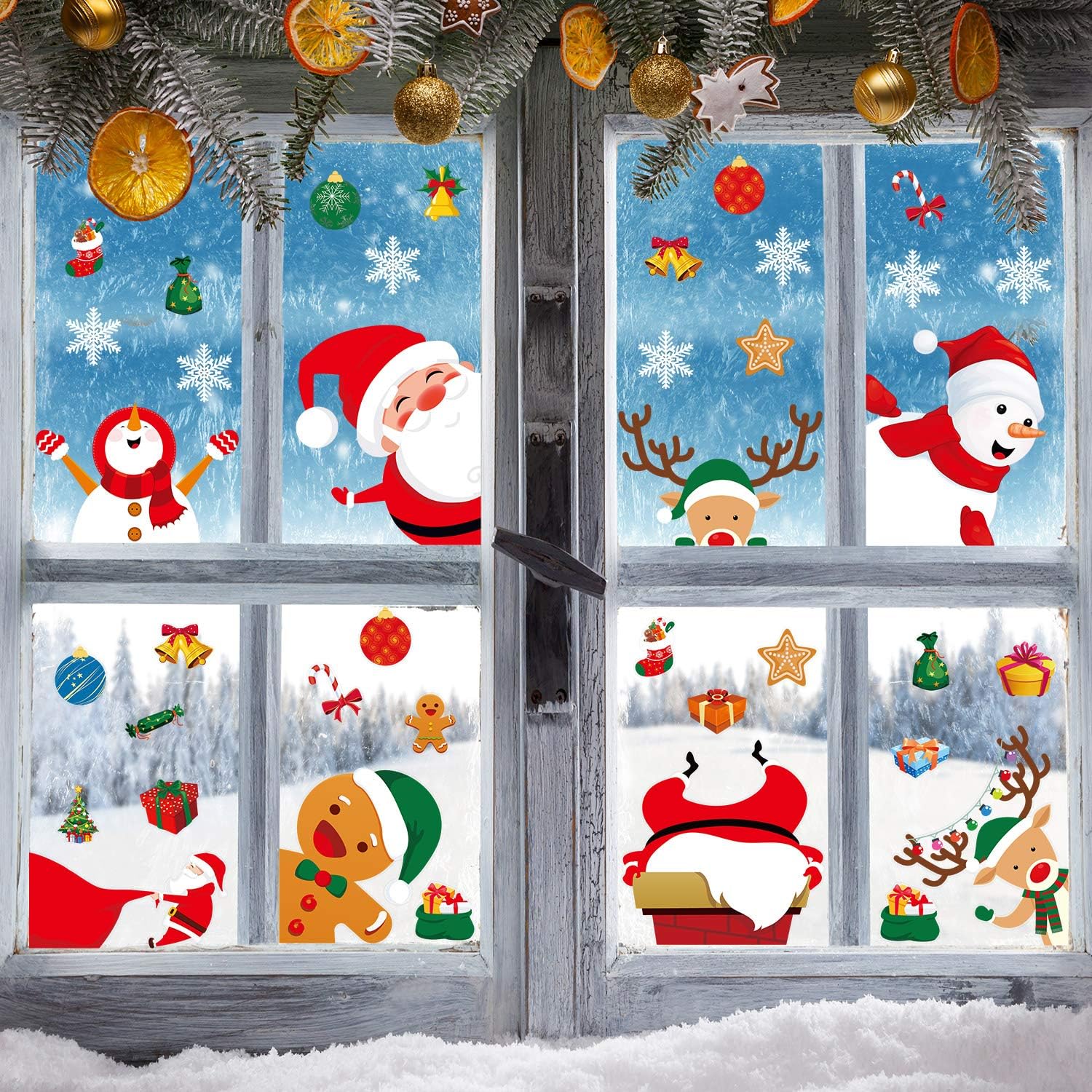 54 Stück Weihnachten Fenster Haftet Schneeflocken Dekoration, Wunderland Weihnachten Party