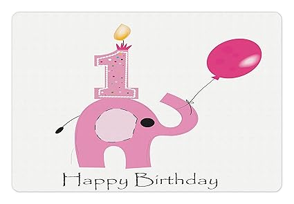 Amazon Com Ambesonne 1st Birthday Pet Mat For Food And Water