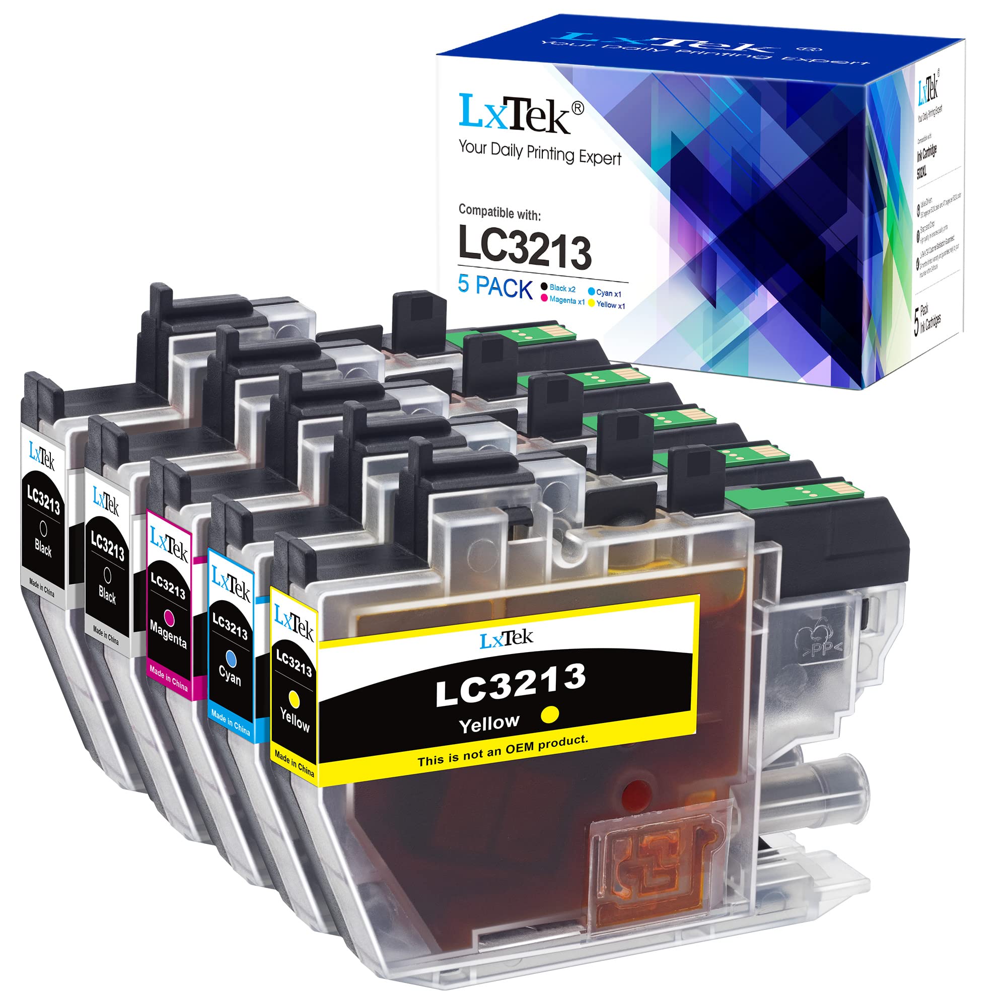 LxTek Compatible Ink Cartridge Replacement for Brother LC3213 LC-3213 LC3211 LC-3211 for Brother DCP-J572DW MFC-J497DW DCP-J774DW DCP-J772DW MFC-J895DW (2 Black 1 Cyan 1 Magenta 1 Yellow,5-Pack)