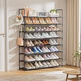OYREL 8 Tier Shoe Rack 32-40 Pairs Black Non-Woven Storage Organizer view 2