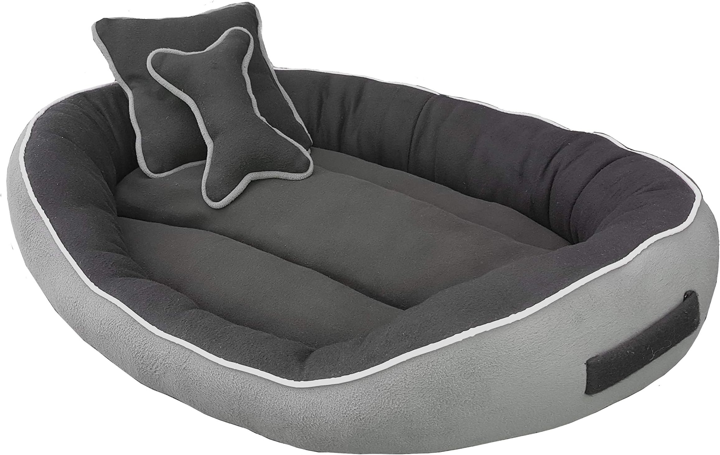 PETSHUB Elite Dog Bed & Cat Bed Ultra Soft Grey & Black Reversible with 2 Extra Pillows (Export Quality)-XXXL