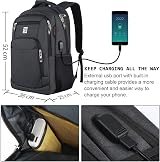 KASIBON Laptop Backpack USB Charging Anti-Theft Water Resistant (Black, M) view 2