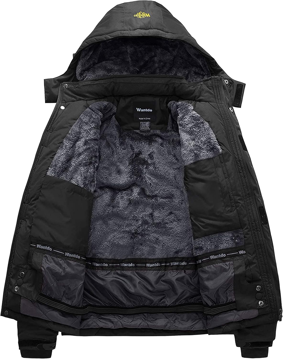 Wantdo Men's Mountain Waterproof Ski Jacket Windproof Rain Jacket Winter Warm Snow Coat: Clothing