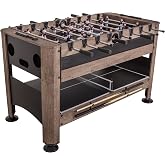 Triumph 56" 4-in-1 Swivel Multi-Game Table - Air Hockey, Billiards, Foosball, Ping Pong - Rustic Wood Grain Finish