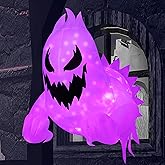 Joiedomi 4.5 FT Halloween Inflatable Scary Ghost Outdoor Decoration, Inflatable Window Breaker Decoration with Rotating Purple LEDs, Blow Up Ghost Halloween Window Decor for Party Garden Yard Decor