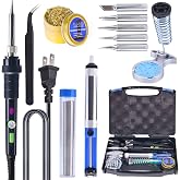 YIHUA 947-III 60W Soldering Iron Kit Adjustable Temperature with Sticky Holder, Tip Cleaner, Cleaning Sponge Power Switch, Operation Indicator, Portable Soldering Kit