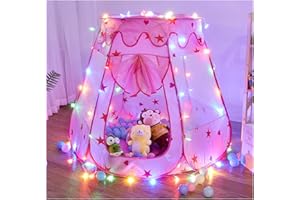 TTLOJ Gift for Christmas Baby Kids Play Tents with Star Lights for Girls Boys, Princess Castle Toy Tent, Playhouse for Toddler Play House, Teepee Tent Indoor Outdoor Ball Pit (Balls not Included
