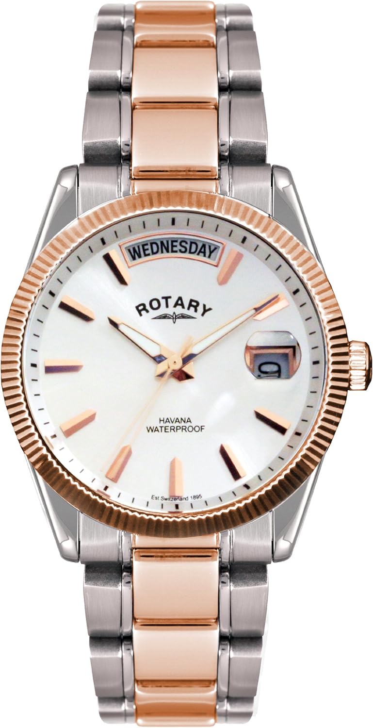 Rotary Mens Analogue Classic Quartz Watch with Stainless Steel Strap