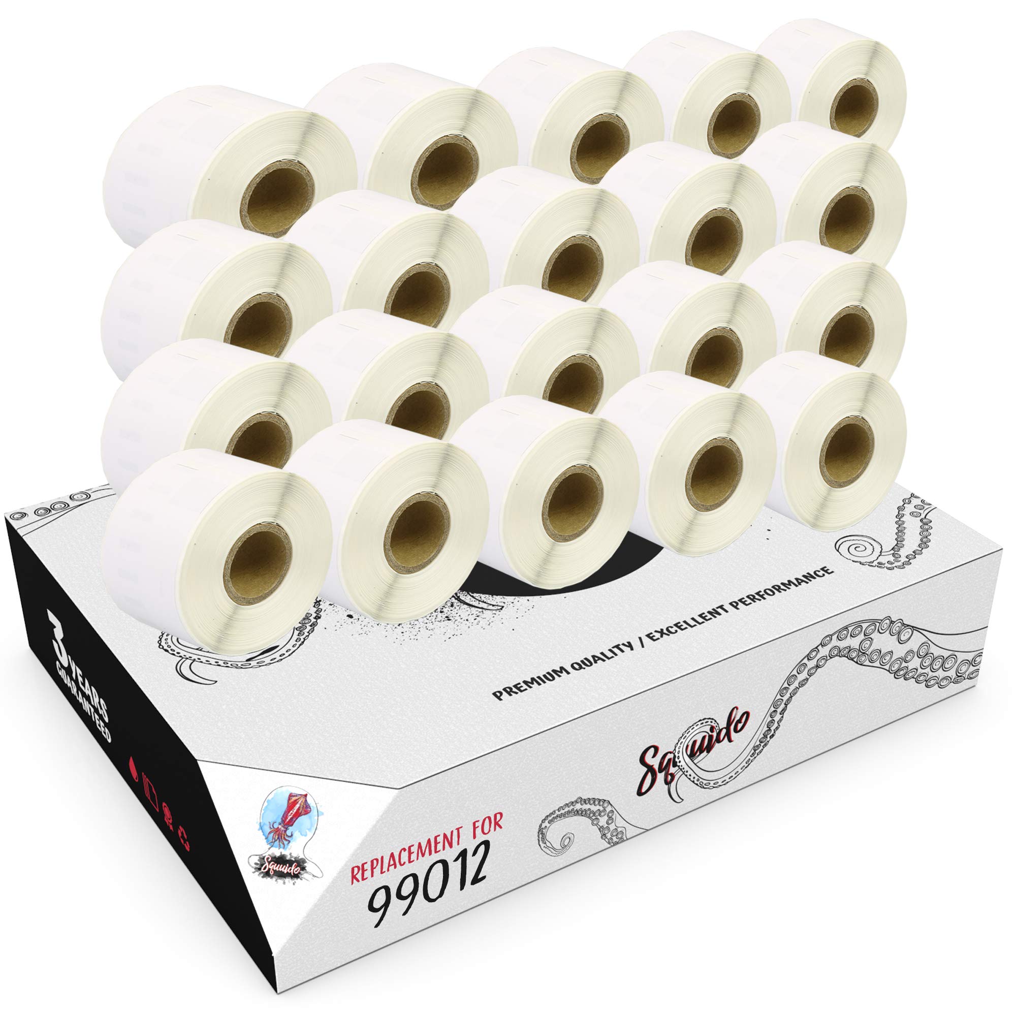 Squuido 20 Rolls 99012 Labels Compatible with Dymo LabelWriter 4XL 450 400 330 320 310 Duo/Turbo/Twin Turbo Seiko SLP 450 430 420 410 400 200 100 | 36mm x 89mm | 260 Labels per Roll