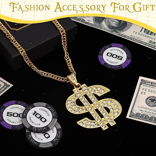Tatuo pcs fake Dollar Necklace Men gold Dollar Money Chains Hip
