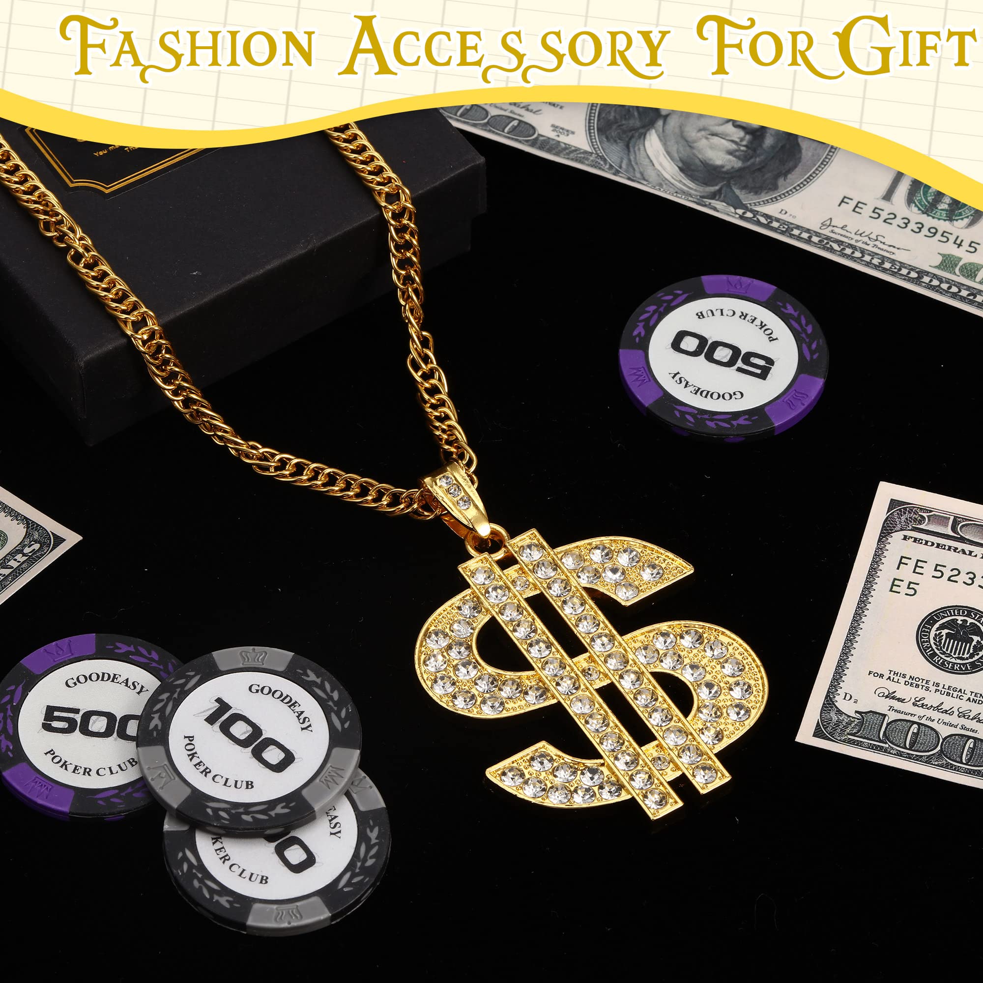 Tatuo Tatuo 2 Pieces Dollar Sign Necklaces Halloween Plated Chain for Men Hip Hop Dollar Sign Chain for Men(Blonde,Trendy Style)