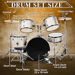 Ktaxon 22 Inch Adult Drum Set, 5-Piece Full-Size