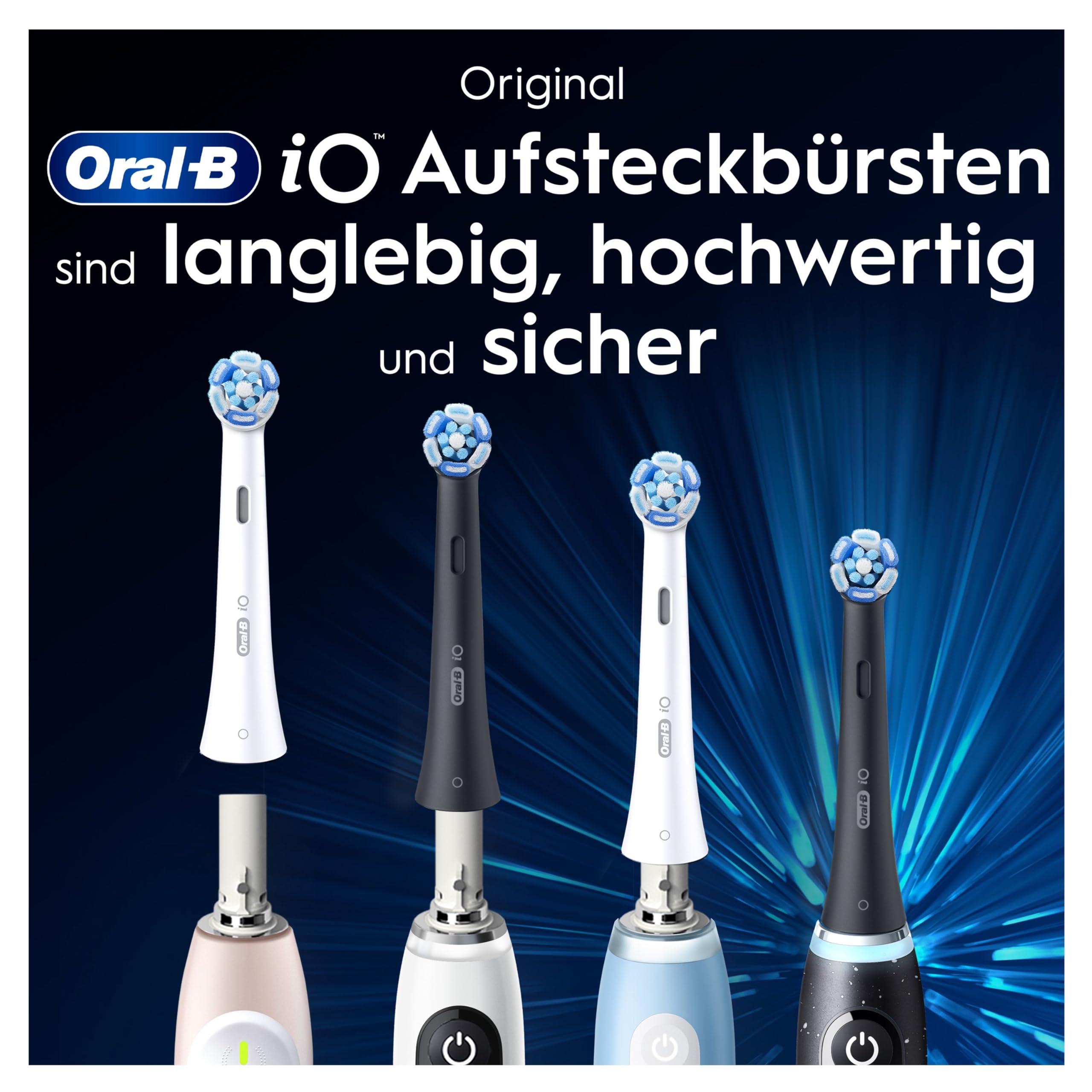 Oral-B iO Ultimative Reinigung Aufsteckbürsten — ORIGINAL Zahnbürstenaufsatz für Elektrische Oral-B iO Zahnbürsten — Ersatzbürsten, Bürstenköpfe — Tiefenreinigung & Plaqueentfernung — Schwarz, 8 Stück