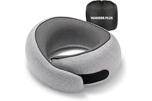 WANDER PLUS® Travel Neck Pillow Airplane Best for Sleeping Plane Car Train Office Flight for Adults Neck Support Ergonomic Design Memory Foam Packable Stuffable Inflatable Max Grey