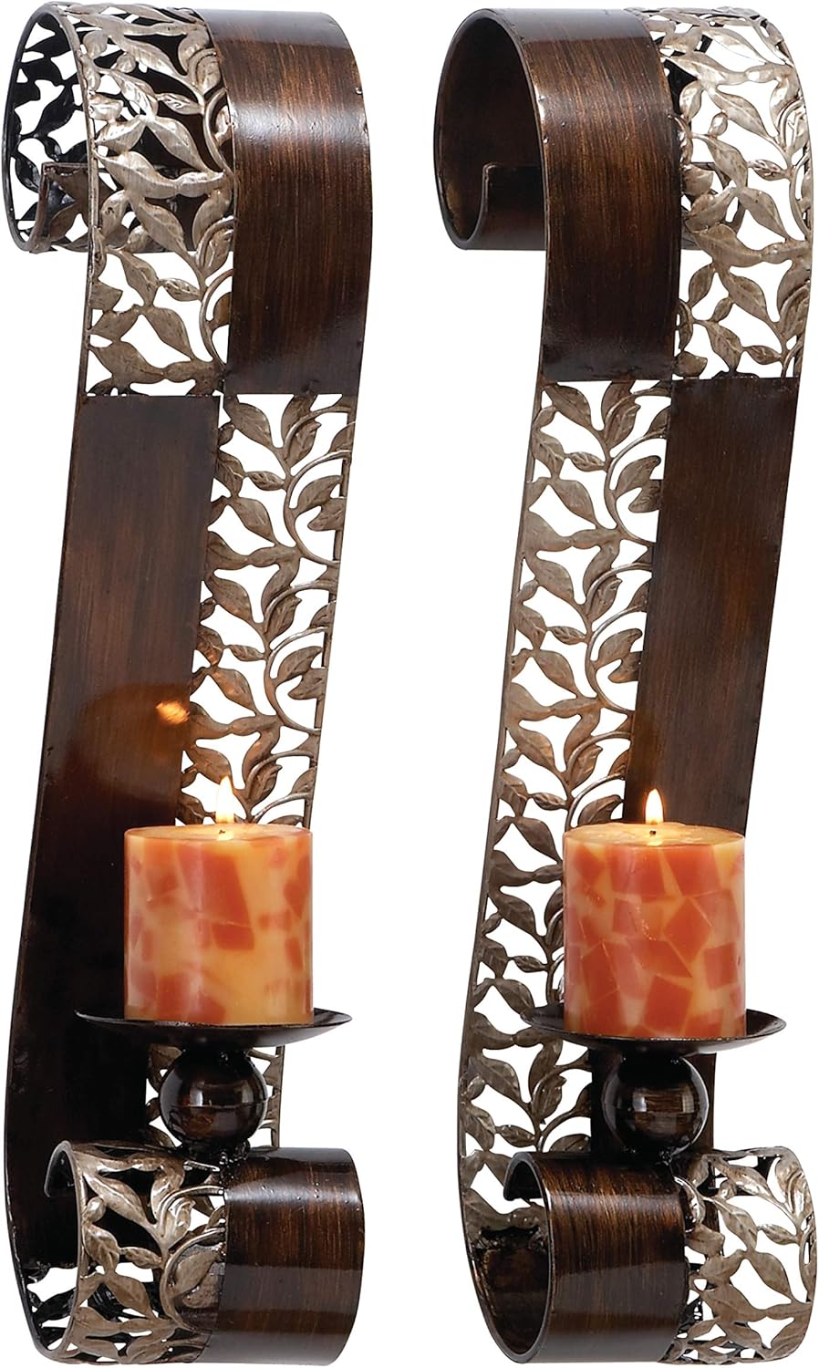 Deco 79 Metal Candle Sconce Set of 2, 21"H x 4"W: Furniture & Decor