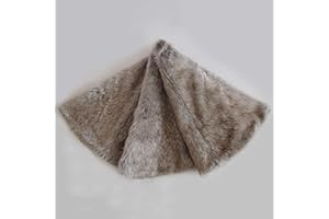 Gireshome Deluxe Brown Multi Colors, Grey Stripe and Beige Faux Fur Christmas Tree Skirt (30inch)