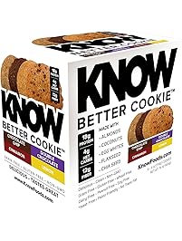 KNOW Foods Protein Cookies, Gluten Free, Low Carb, 4g Net Carbs - Variety Pack (4 Cookies, 1 Choco Chip, 1 Double Choco Chip, 1 Cinnamon, 1 Lemon)