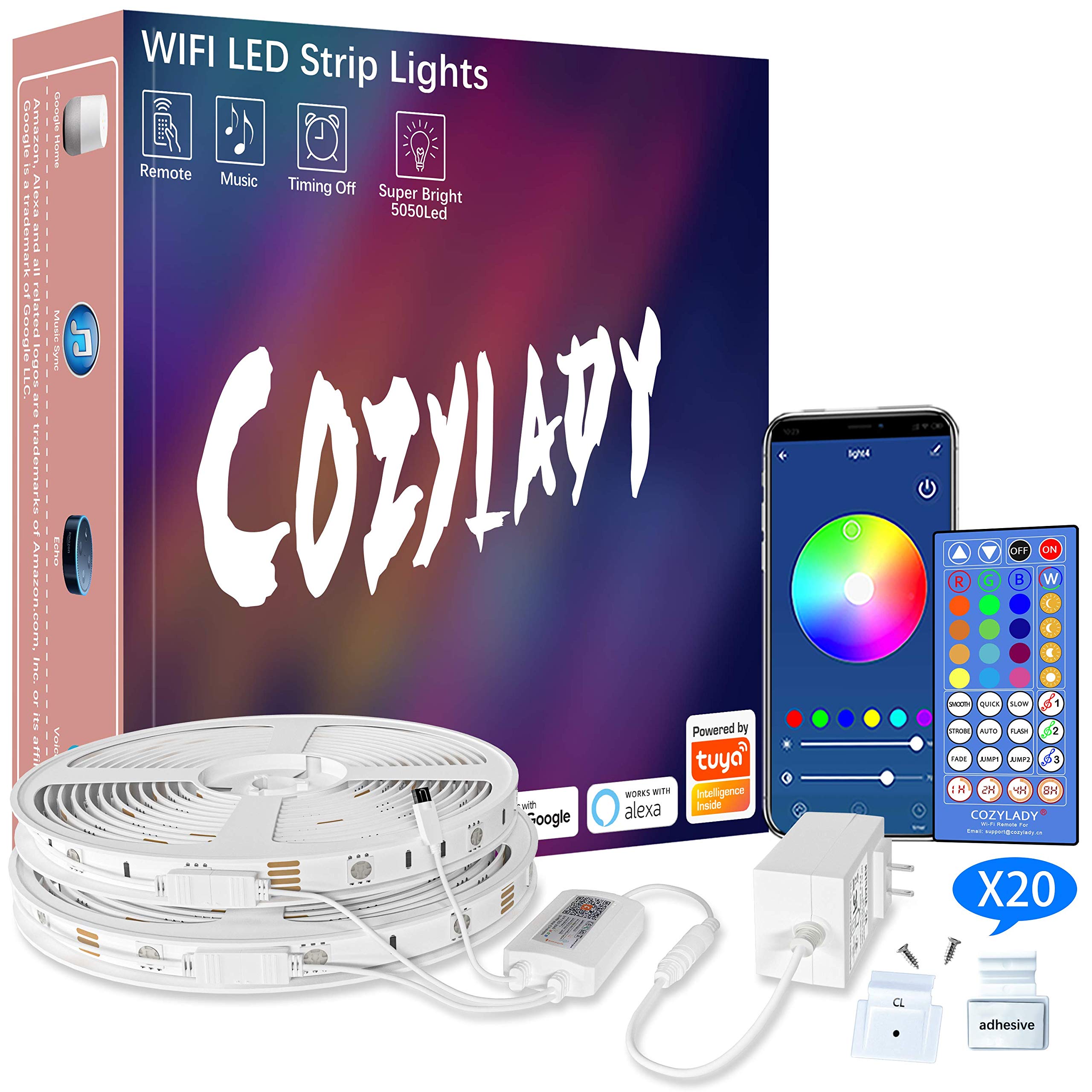 Cozylady Alexa LED Strip Lights 50FT Smart LED Light Strips