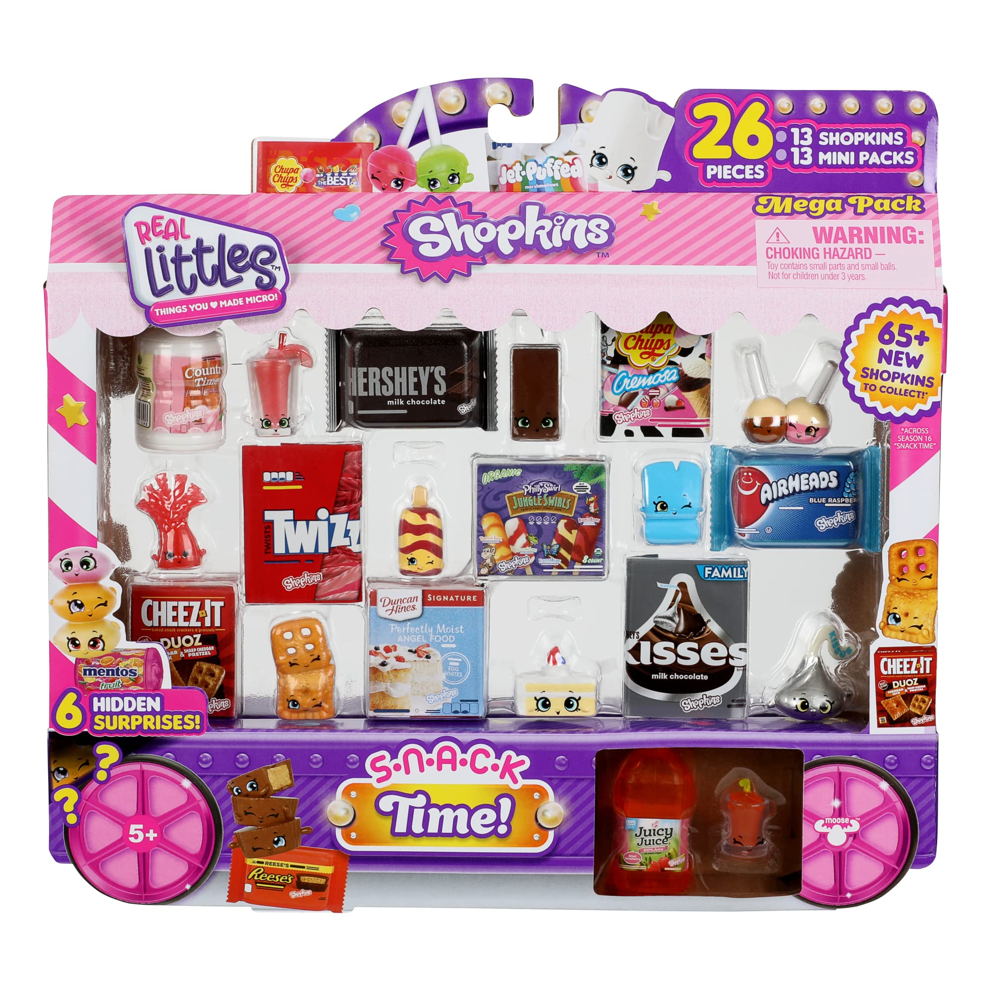 Shopkins Real Littles Mega Pack | 26 Total Pieces (13 Shopkins + 13 Branded Mini Packs) | Snacks & Brands Theme | Ages 3+