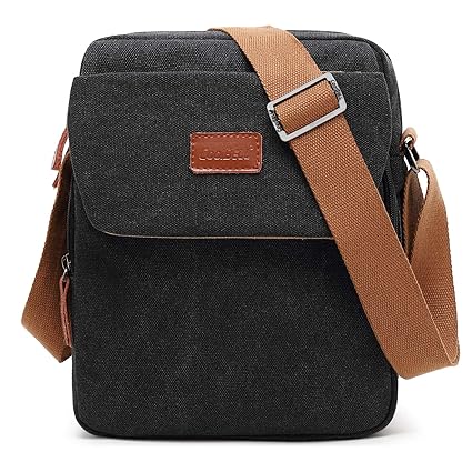 CoolBELL 10,6 Zoll Umhängetasche Canvas Messenger Bag Mini Brusttasche iPad Tragebeutel Tablet Schultertasche für iPad/Männer