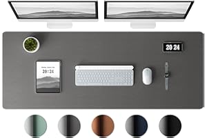Aothia Leather Desk Pad Protector - Large Mouse Pad, Office Desk Mat, Non-Slip PU Leather Desk Blotter, Laptop Desk Pad, Waterproof Desk Writing Pad for Office and Home (Gray, 38" x 13.7")
