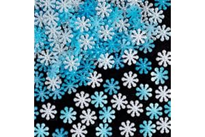kockuu 200Pcs Mini Snowflake Crafts Christmas Decorations- Resin Plastic White and Blue Snowflake Confetti Christmas Embellishment for DIY Craft Xmas Tree Frozen Winter Wonderland Party Table Decor