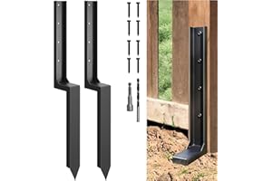 ArlinaL One-Piece Thickened Fence Post Repair Kit, 2 Pack Heavy Duty Steel Anchor Stakes for Wooden Broken Posts