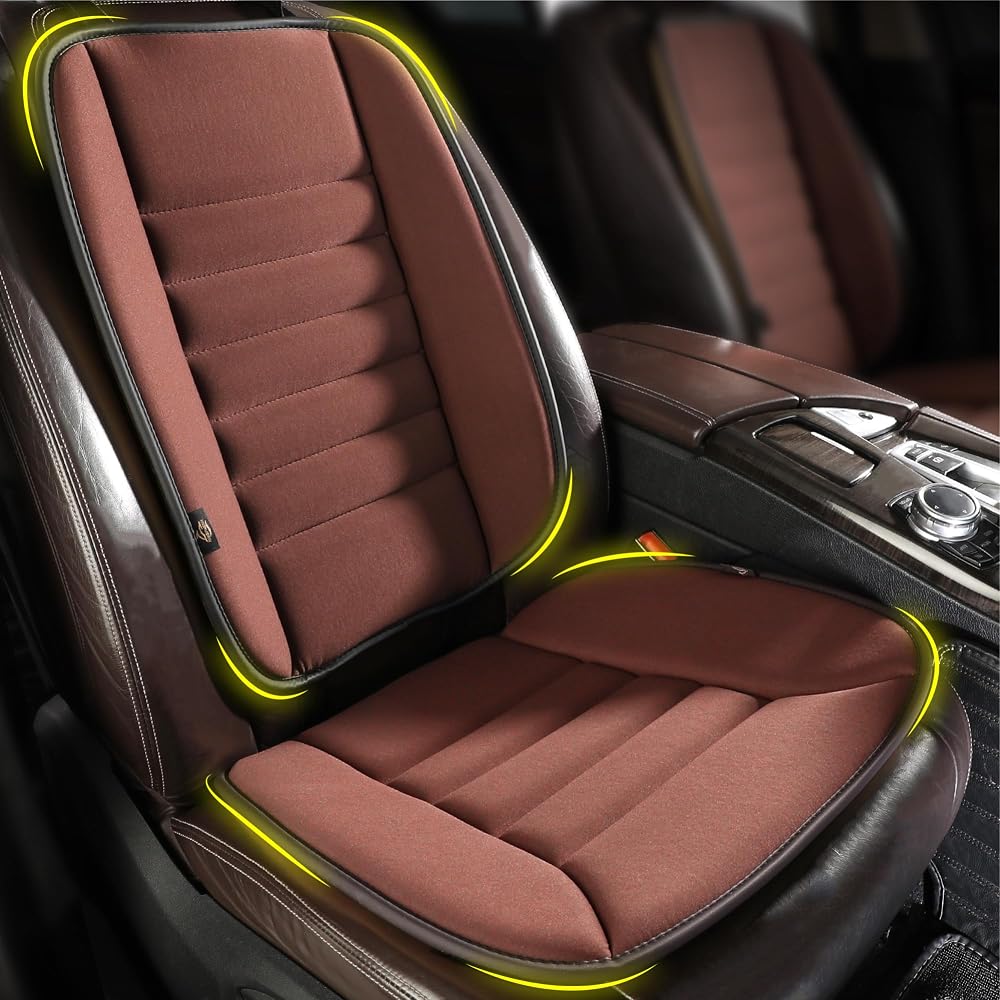 kingphenix Car Seat Cushion with Back Support Pillow Brown Memory Foam
