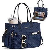 Bagstellar Teacher Bags for Women, 15.6 inch Laptop Work Tote Bag Quilted Nurse Bible Computer Shoulder Bag for School Travel | Dream Tote Work Bag, with 40oz Cup Holder, Insulated Pocket, Zipper & Strap, Office Briefcase, Ideal Gift for Women