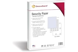 DocuGard Medical Security Papers, 24 lb Bond Weight, 8.5 x 11, Blue, 500/Ream