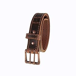 Men’s Classic Leather Belt, Double Prong Retro