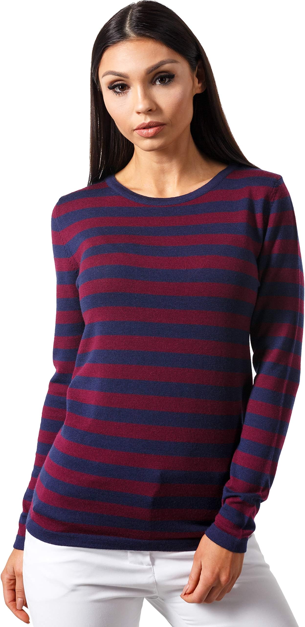 KNITTONS Women's Merino Wool Classic Lightweight Crew Neck Sweater Pullover