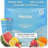 Nectar Energy Booster - Organic Caffeine, B12 & Electrolytes - Sugar Free & Zero Calorie – Healthy Coffee, Energy Drink & Soda Alternative – Hydration & Energy Supplement (Variety 30 Powder Packets)