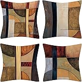 WOMHOPE Throw Pillow Covers Pillow Cases Cushion Cases Vintage Geometric Home Decorative 18 x 18 Inch for Living Room,Couch and Bed Pack of 4 (Geometry)