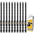 Masonry Drill Bit Set 1/4" (10PCS) - Cement Drill Bit, Professional Concrete Drill Bit Set for Glass/Brick/Cement/Tile/Etc, Industrial Strength Carbide Cross Drill Bit Tip, by TITGGI