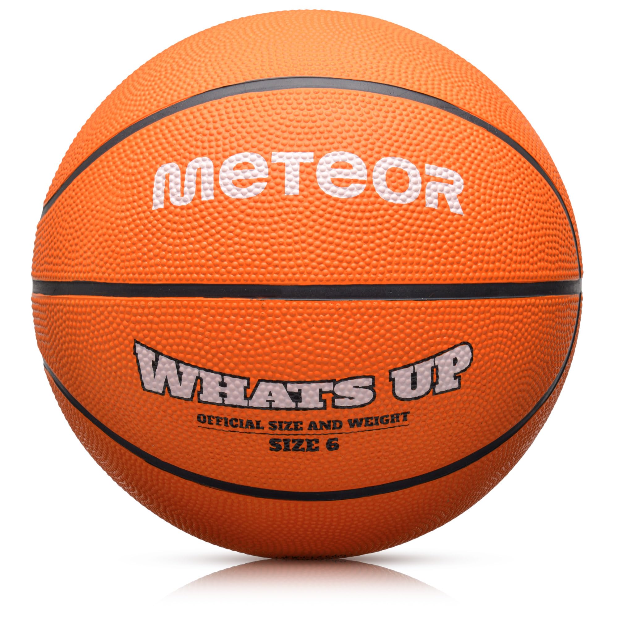 meteor - What's Up Kids' Basketball – Soft Ball for Children Aged 4–8, Ideal for Training and Outdoor Play - Abrasion Resistant, Non-slip Surface - Size 6 - Colour: Orange