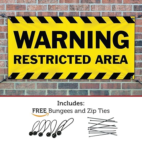 Amazon Com Half Price Banners Warning Restricted Area Vinyl