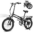ACTBEST Electric Bike for Adults Peak 1200W,55Miles 28Mph Top Speed, 20" Fat Tire Folding Electric Bicycle, 48V 10.4Ah Removable Battery Ebike with 35 Speed and Front Suspension,Speedy