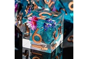 ARUOHHA DND Resin Dice Translucent Sharp Edged Dice Set, 7pcs Flower Leaf Inclusions Polyhedral Dice for Dungeons and Dragons RPG Role Playing Game Handmade D&D Dice Set with Box D20 D12 D10 D8 D6 D4
