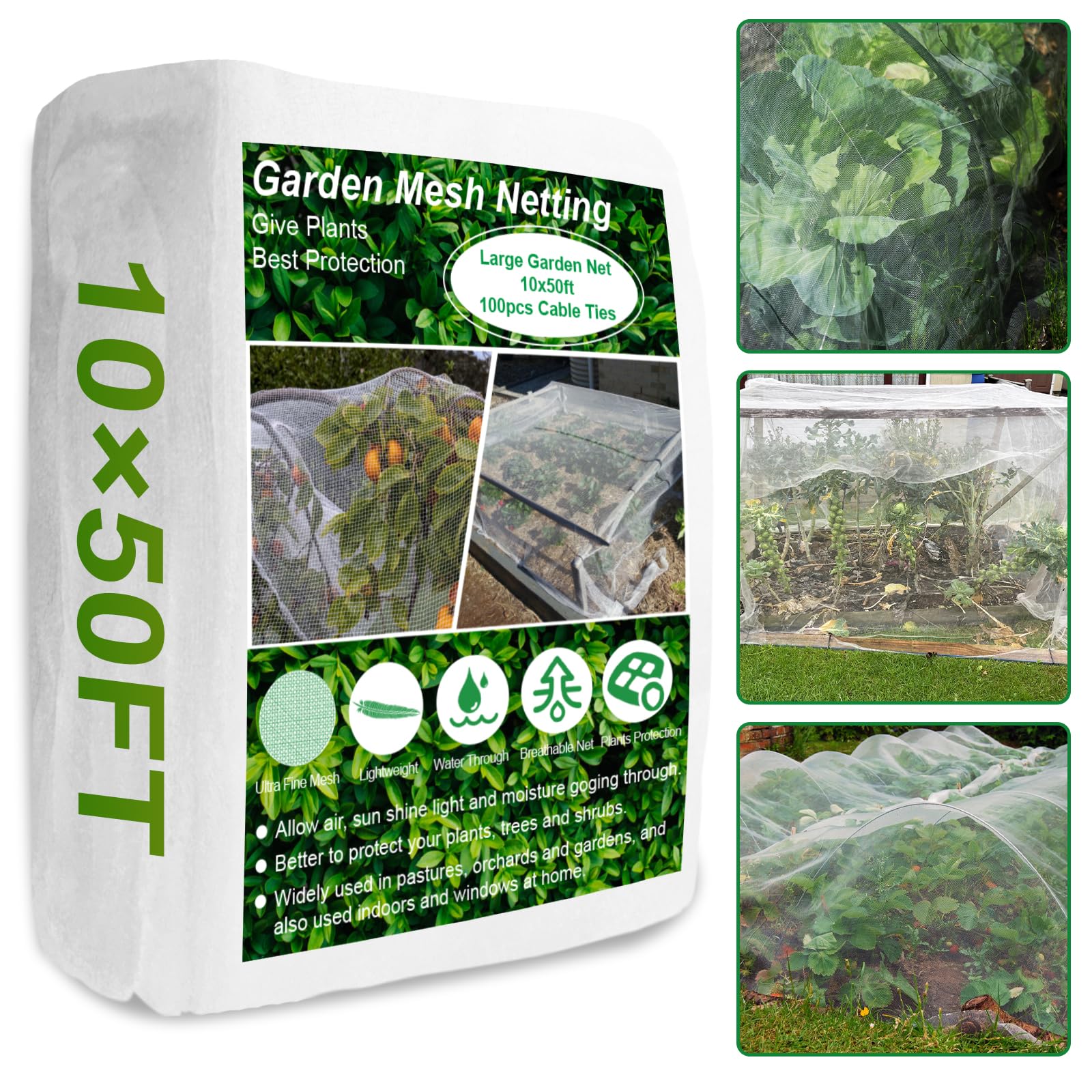 Photo 1 of NONMON Garden Mesh Netting 10 x 50FT Ultra Fine Plant Netting Covers, Insect Garden Netting Pest Barrier for Raised Beds, Mosquito Netting for Blueberry Shrubs Vegetables Fruits Crops
