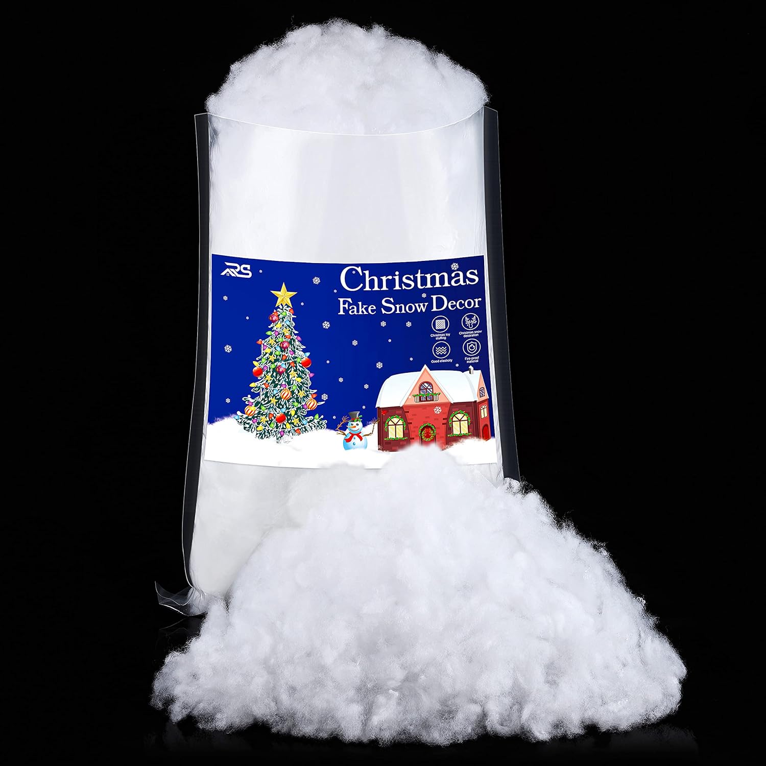 Artificial Snow - Ruisita Christmas Fake Snow Decor 17 Ounces Cotton Fake Snow Xmas Fake Snow Decor Christmas Cotton Like Snow Blanket Fluffy Snow Fiber for Decorating Art and Craft, Christmas Decoration