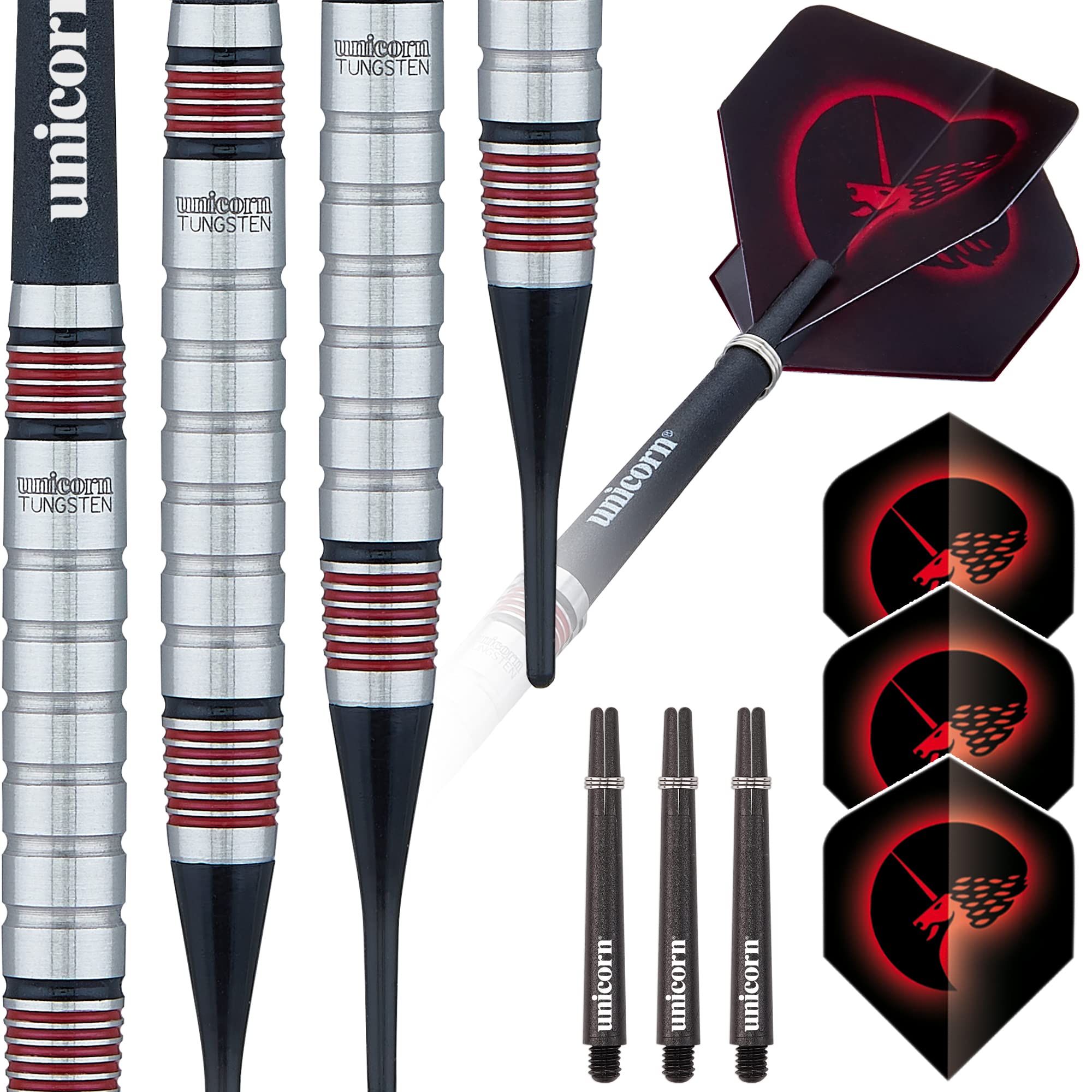 Unicorn Soft Tip Darts Set | Core Plus Tungsten Barrels| Style 2 | 19 g