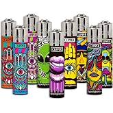 Clipper Classic Large Reusable Lighter, 9 Pack | Premium Refillable, Replace Butane &amp; Flint, Unlimited Lights, Designs and Colors Vary