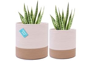 OrganiHaus White Planter Cover, Planter Baskets for Plant Pots, Boho Plant Pot Covers, Woven Plant Basket Indoor, Decorative Jute Basket Cachepot, Floor Planters, Tree Basket, (10 & 12 inch)