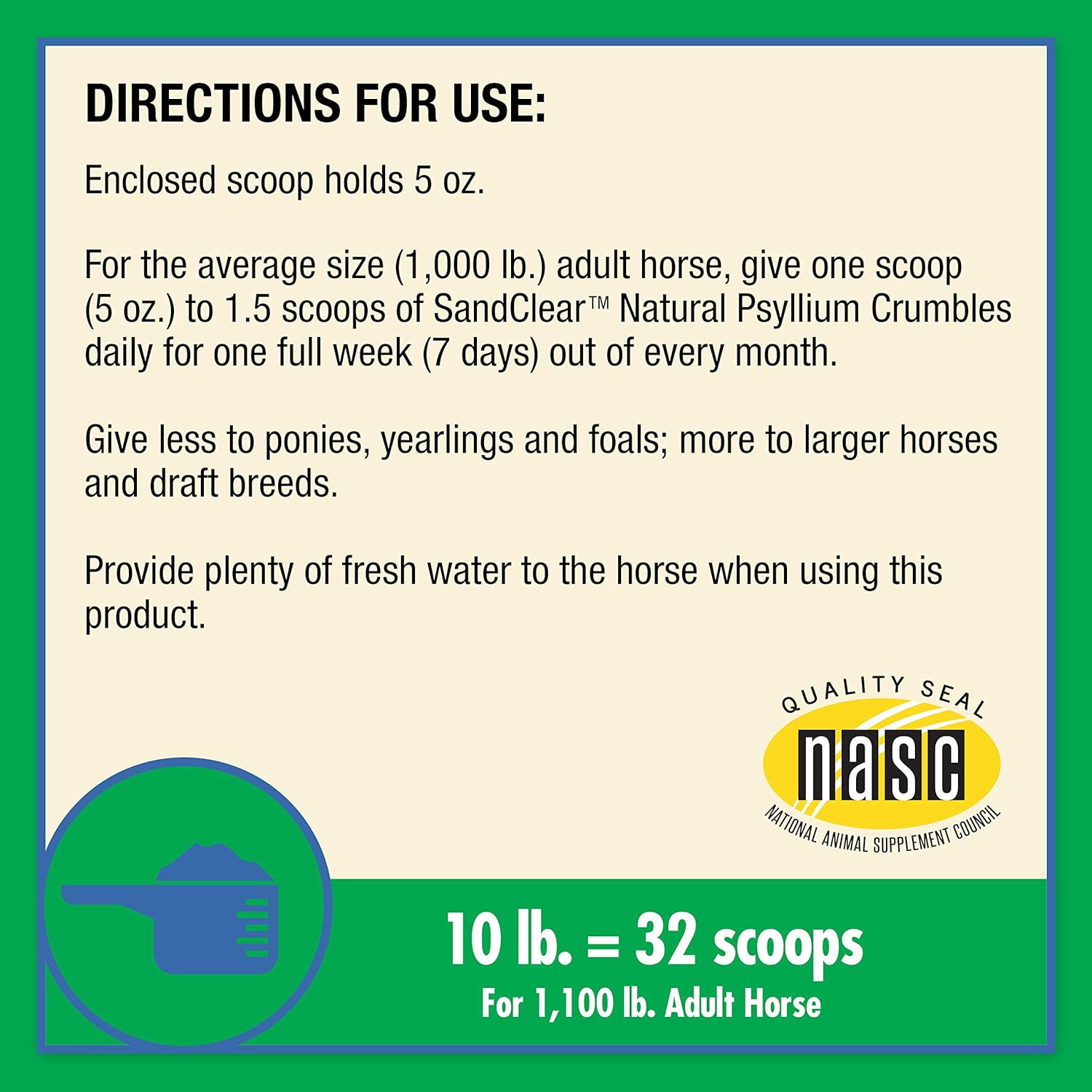 Farnam SandClear Natural Psyllium Crumbles, supports the removal of sand and dirt, 10 pound (10208) : Horse Psyllium : Pet Supplies