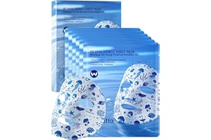 Wokatta 6 Pack Collagen & Hyaluronic Acid Face Masks Skincare, Hydrating Face Mask - Firming, Dewy & Moisturizing Sheet Mask 