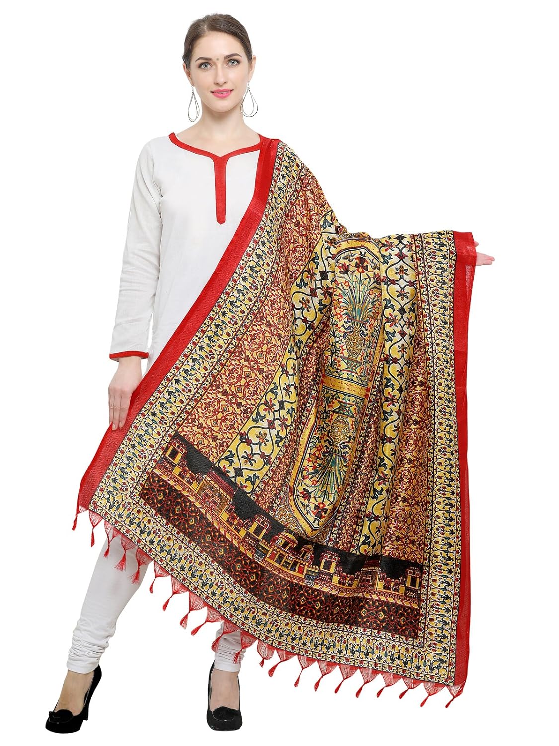 varayu women's art silk floral printed dupatta