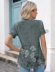 Kistore Womens Summer Crew Neck Pleated Floral Tops