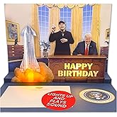 Donald Trump & Elon Pop Up Birthday Card with Trump's Real Voice, Lights & Music, Oval Office 3D Rocket Scene, Funny Political Birthday Card for Dad, Republican Gag Gift, Rocket Ship Design