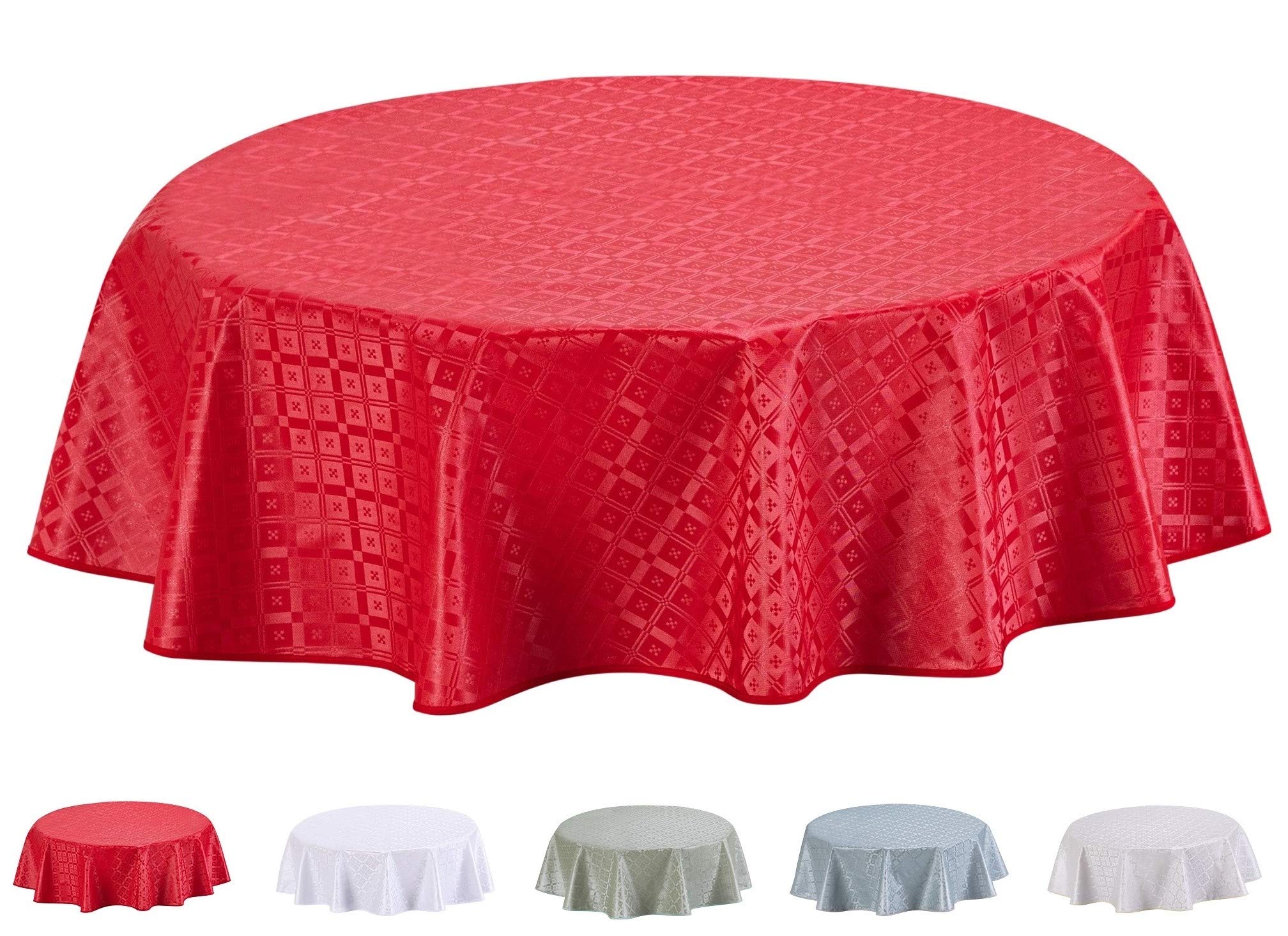 Home Direct Round Embossed Oilcloth PVC Wipe Clean Tablecloth Table Cover 155cm 61" Red